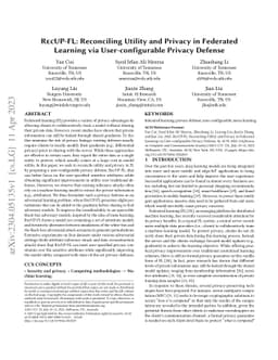 RecUP-FL: Reconciling Utility and Privacy in Federated Learning via
  User-configurable Privacy Defense