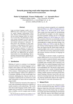 Towards preserving word order importance through Forced Invalidation