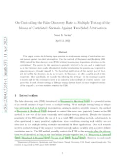On Controlling the False Discovery Rate in Multiple Testing of the Means
  of Correlated Normals Against Two-Sided Alternatives