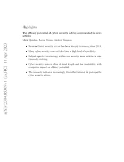 The efficacy potential of cyber security advice as presented in news
  articles