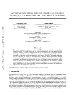 A comparative study between paired and unpaired Image Quality Assessment
  in Low-Dose CT Denoising