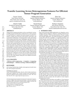 Transfer Learning Across Heterogeneous Features For Efficient Tensor
  Program Generation