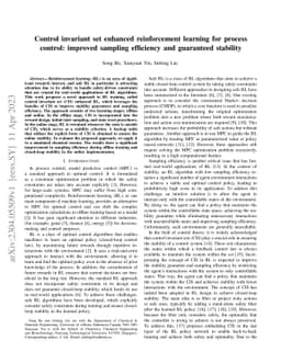 Control invariant set enhanced reinforcement learning for process
  control: improved sampling efficiency and guaranteed stability