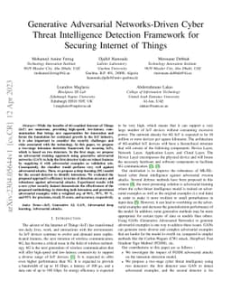 Generative Adversarial Networks-Driven Cyber Threat Intelligence
  Detection Framework for Securing Internet of Things