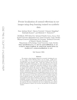 Precise localization of corneal reflections in eye images using deep
  learning trained on synthetic data