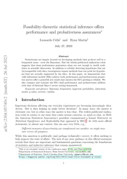Possibility-theoretic statistical inference offers performance and
  probativeness assurances