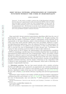 Deep neural network approximation of composite functions without the
  curse of dimensionality