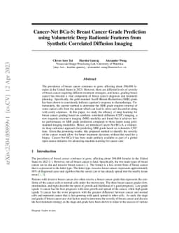 Cancer-Net BCa-S: Breast Cancer Grade Prediction using Volumetric Deep
  Radiomic Features from Synthetic Correlated Diffusion Imaging