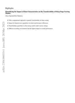 Quantifying the Impact of Data Characteristics on the Transferability of
  Sleep Stage Scoring Models