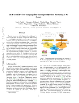 CLIP-Guided Vision-Language Pre-training for Question Answering in 3D
  Scenes