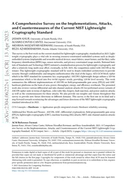 A Comprehensive Survey on the Implementations, Attacks, and
  Countermeasures of the Current NIST Lightweight Cryptography Standard