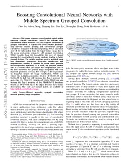 Boosting Convolutional Neural Networks with Middle Spectrum Grouped
  Convolution