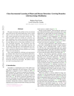 Class-Incremental Learning of Plant and Disease Detection: Growing
  Branches with Knowledge Distillation