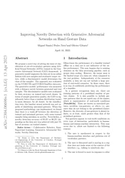 Improving novelty detection with generative adversarial networks on hand
  gesture data