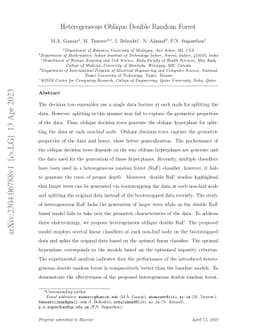 Heterogeneous Oblique Double Random Forest