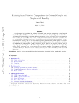 Ranking from Pairwise Comparisons in General Graphs and Graphs with
  Locality