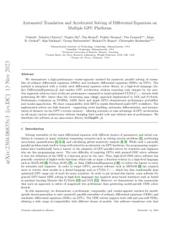 Automated Translation and Accelerated Solving of Differential Equations
  on Multiple GPU Platforms