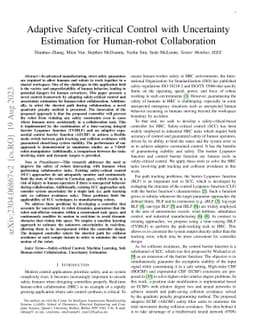 Adaptive Safety-critical Control with Uncertainty Estimation for
  Human-robot Collaboration
