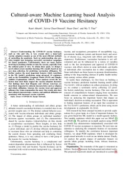 Cultural-aware Machine Learning based Analysis of COVID-19 Vaccine
  Hesitancy