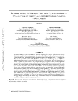 Domain shifts in dermoscopic skin cancer datasets: Evaluation of
  essential limitations for clinical translation