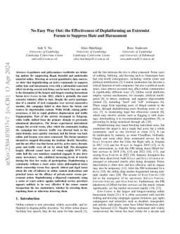 No Easy Way Out: the Effectiveness of Deplatforming an Extremist Forum
  to Suppress Hate and Harassment