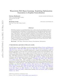 Wasserstein PAC-Bayes Learning: Exploiting Optimisation Guarantees to
  Explain Generalisation