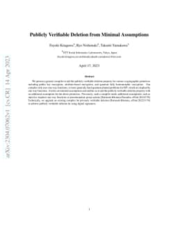 Publicly Verifiable Deletion from Minimal Assumptions