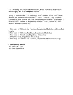 The University of California San Francisco Brain Metastases Stereotactic
  Radiosurgery (UCSF-BMSR) MRI Dataset