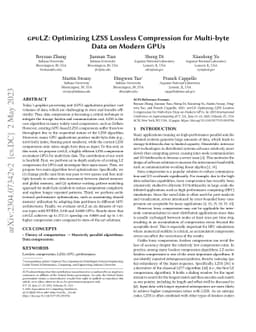 GPULZ: Optimizing LZSS Lossless Compression for Multi-byte Data on
  Modern GPUs
