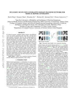 MvCo-DoT:Multi-View Contrastive Domain Transfer Network for Medical
  Report Generation