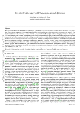 Few-shot Weakly-supervised Cybersecurity Anomaly Detection