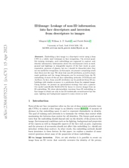 ID2image: Leakage of non-ID information into face descriptors and
  inversion from descriptors to images