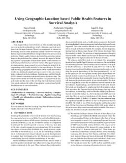 Using Geographic Location-based Public Health Features in Survival
  Analysis