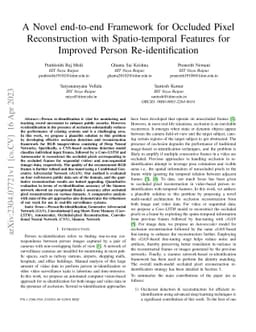 A Novel end-to-end Framework for Occluded Pixel Reconstruction with
  Spatio-temporal Features for Improved Person Re-identification