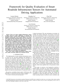 Framework for Quality Evaluation of Smart Roadside Infrastructure
  Sensors for Automated Driving Applications