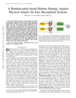 A Random-patch based Defense Strategy Against Physical Attacks for Face
  Recognition Systems