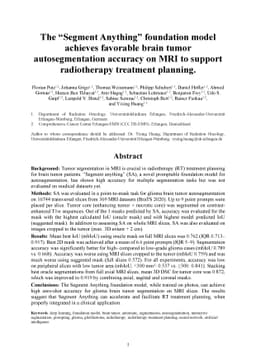 The Segment Anything foundation model achieves favorable brain tumor
  autosegmentation accuracy on MRI to support radiotherapy treatment planning
