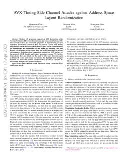 AVX Timing Side-Channel Attacks against Address Space Layout
  Randomization