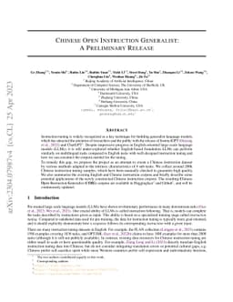Chinese Open Instruction Generalist: A Preliminary Release