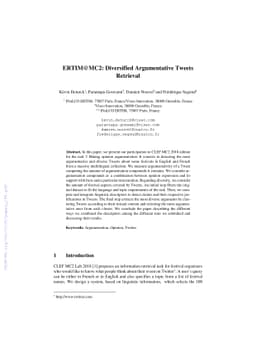 ERTIM@MC2: Diversified Argumentative Tweets Retrieval