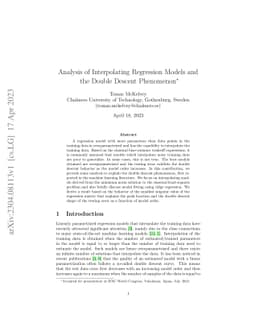 Analysis of Interpolating Regression Models and the Double Descent
  Phenomenon