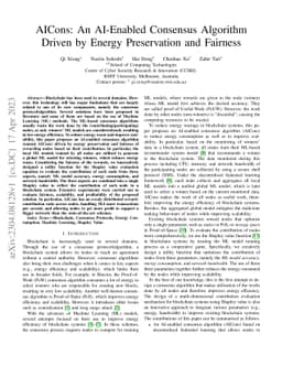 AICons: An AI-Enabled Consensus Algorithm Driven by Energy Preservation
  and Fairness