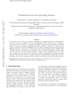 Classification of news spreading barriers