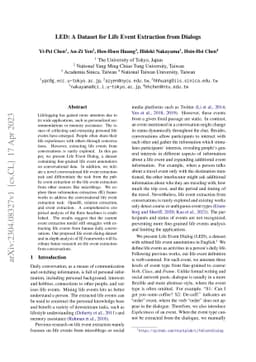 LED: A Dataset for Life Event Extraction from Dialogs