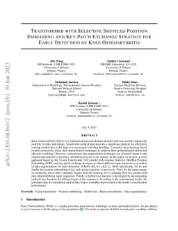 Transformer with Selective Shuffled Position Embedding and Key-Patch
  Exchange Strategy for Early Detection of Knee Osteoarthritis