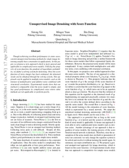 Unsupervised Image Denoising with Score Function