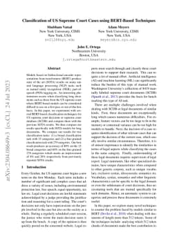 Classification of US Supreme Court Cases using BERT-Based Techniques