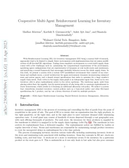 Cooperative Multi-Agent Reinforcement Learning for Inventory Management