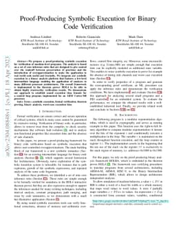 Proof-Producing Symbolic Execution for Binary Code Verification