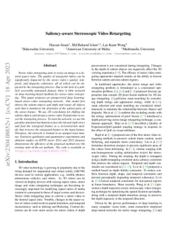 Saliency-aware Stereoscopic Video Retargeting